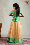 Girls Parrot Green Pure Tissue Pattu Pavadai | Langa