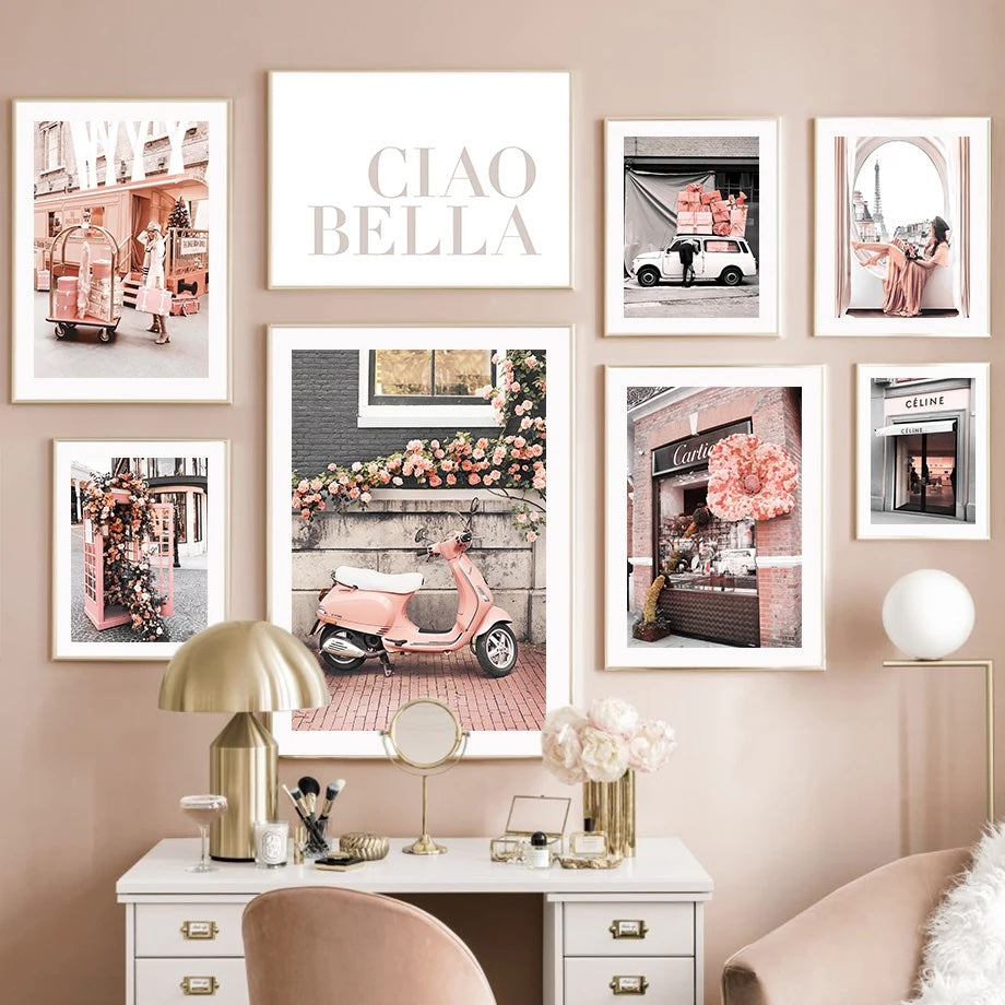 Chic Parisian Elegance Poster Collection - Pink Aesthetic Travel Wall Art