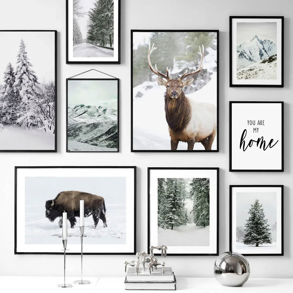 Whispering Pines & Wild Majesty: A Curated Winter Wildlife Gallery Wall Set