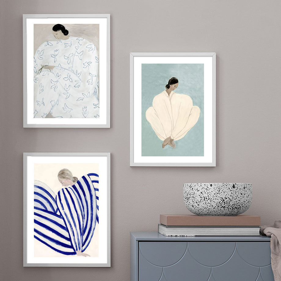 Serene Modern Abstract Art Trio for Elegant Home Decor