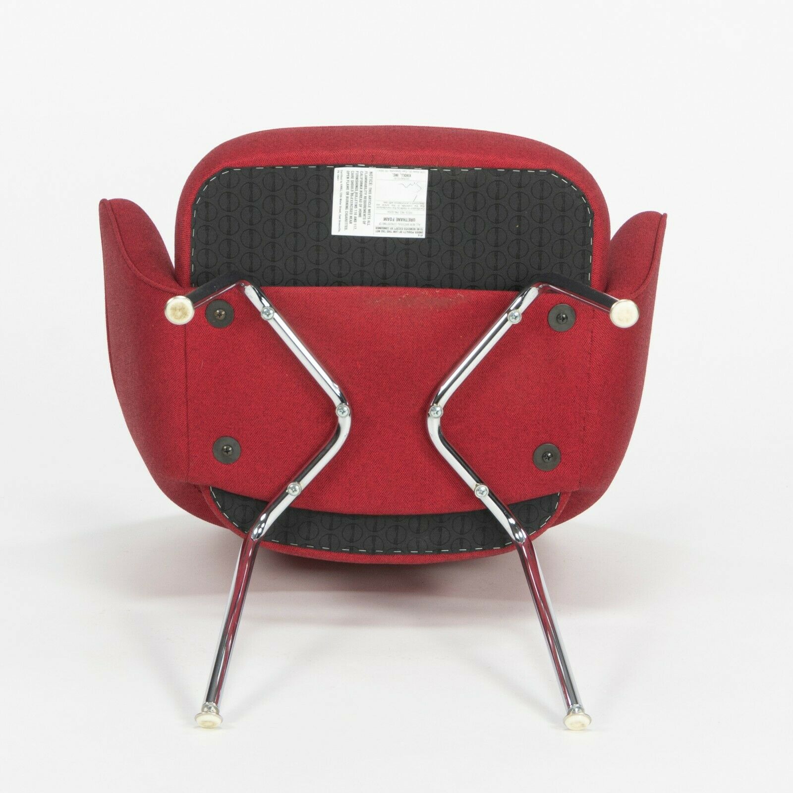 SOLD Red Fabric Eero Saarinen for Knoll 2020 Executive Arm Chair with Chrome Legs