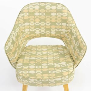 2020 Eero Saarinen for Knoll Executive Arm Chair w/ Wood Legs & Abacus Fabric