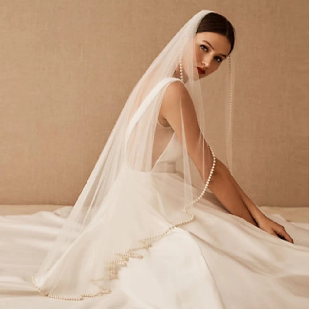 Wedding Veil with Pearls Edge