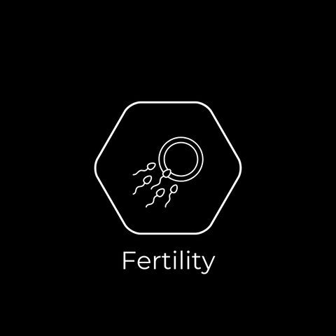 Sechseck mit Ei und Sperma im Text sagt Fruchtbarkeit