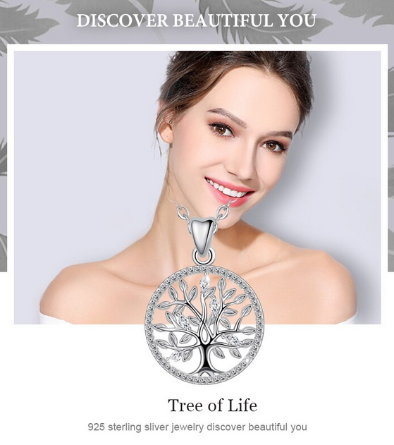 Eudora Genuine 925 Sterling Silver Tree of life 2 Pendant Necklace