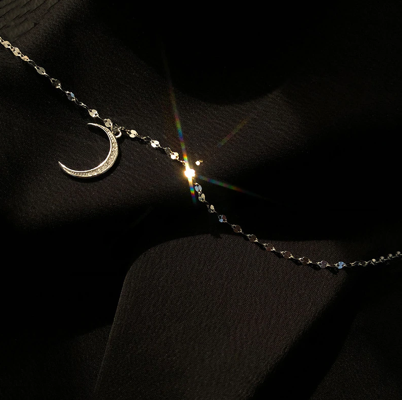 Cubic Zircon Crescent Moon Chain Anklet