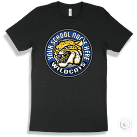 Your School Name Here Wildcats Black T-Shirt - Mascot Circle Design