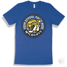 Your School Name Here Wildcats True Royal T-Shirt - Mascot Circle Design