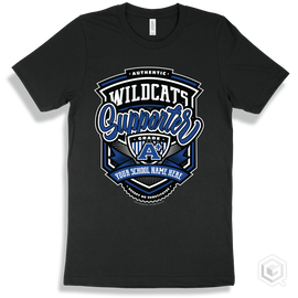 Wildcat Black T-Shirt - Authentic Grade A Plus Your School Name Here Wildcats Supporter Design