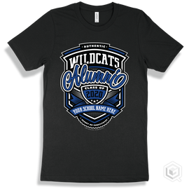 Wildcat Black T-Shirt - Authentic Grade A Plus Your School Name Here Wildcats Alumni Design