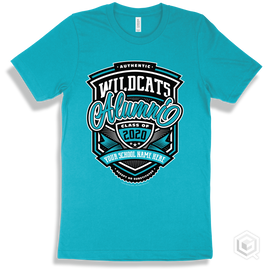 Wildcat Turquoise T-Shirt - Authentic Grade A Plus Your School Name Here Wildcats Alumni Design