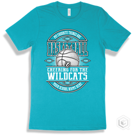 Wildcat Turquoise T-Shirt - My Favorite Things Are Basketball And Cheering For The Your School Name Here Wildcats Design