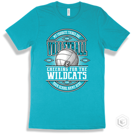 Wildcat Turquoise T-Shirt - My Favorite Things Are Volleyball And Cheering For The Your School Name Here Wildcats Design