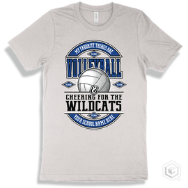 Wildcat White T-Shirt - My Favorite Things Are Volleyball And Cheering For The Your School Name Here Wildcats Design