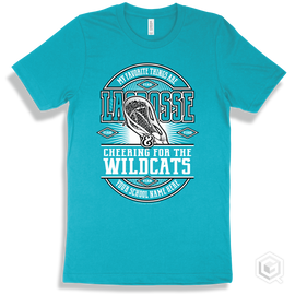 Wildcat Turquoise T-Shirt - My Favorite Things Are Lacrosse And Cheering For The Your School Name Here Wildcats Design