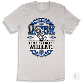 Wildcat White T-Shirt - My Favorite Things Are Lacrosse And Cheering For The Your School Name Here Wildcats Design