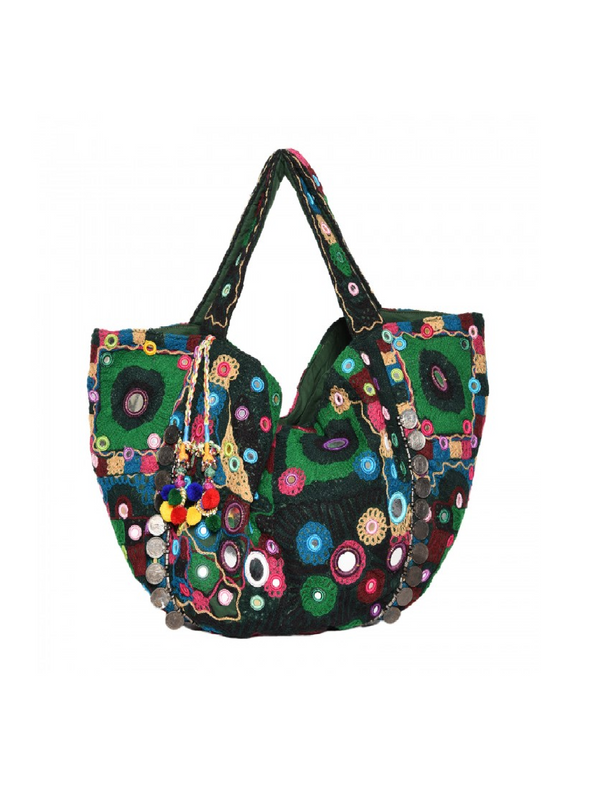 Half Moon Tote Bag - Handmade Hippie Bag With Colourful Vintage Fabrics |  Offbeat