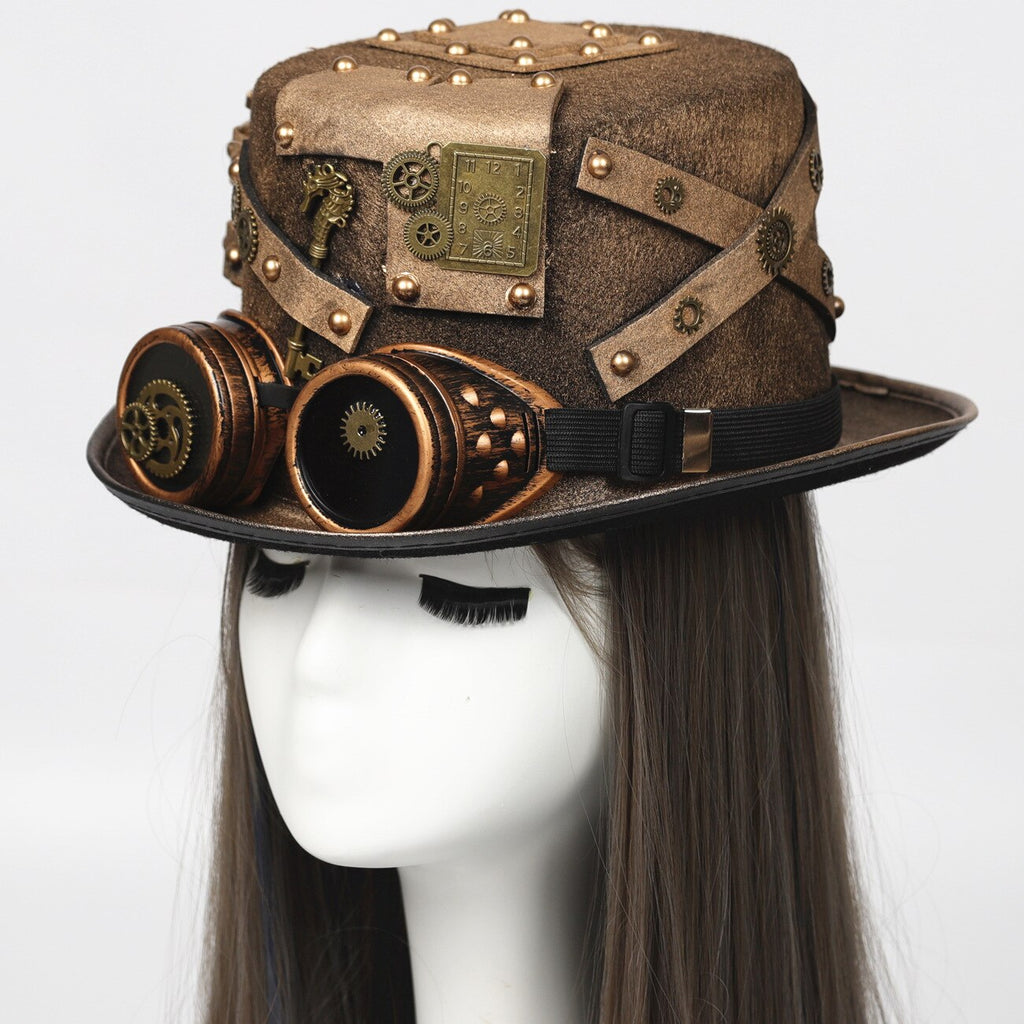 Berets Steampunk Hat Top Hats For Men With Goggles Traveler