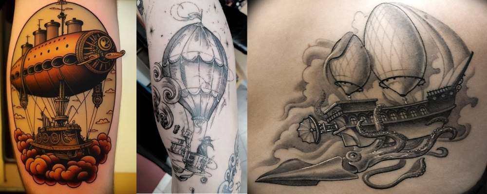 steampunk airship tattoo