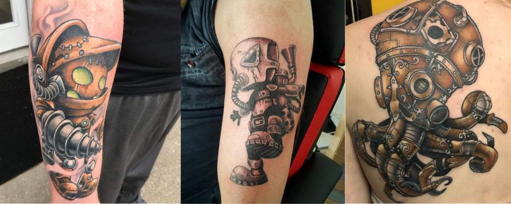 steampunk robot tattoo