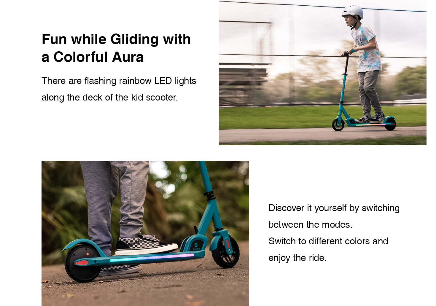 SmooSat E9 Pro Trottinette électrique pour Enfant de 8 à 12 Ans, Lumières  Arc-en-Ciel Colorées, Autonomie de 8 km, Affichage LED, Vitesse et Hauteur  Réglables, Pliable Trottinette pour Enfants : : Jeux