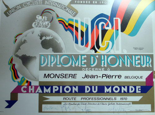 Flandria Jean-Pierre Monsere World Champion Certificate