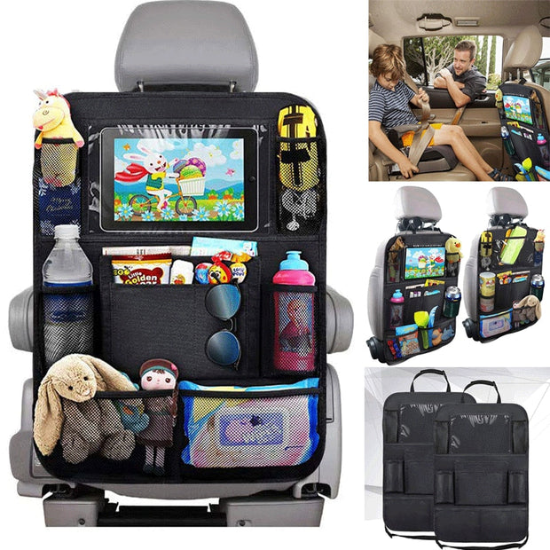 1pc Car Seat Back Organizer Storage Pockets with Touch Screen Tablet Holder Protector for Kids Children Car Accessories