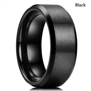Fashion Men&#39;s 8mm Gold Groove Beveled Edge Black Tungsten Wedding Carbon Fiber Ring Punk Gear Wheel Stainless Steel Ring For Men