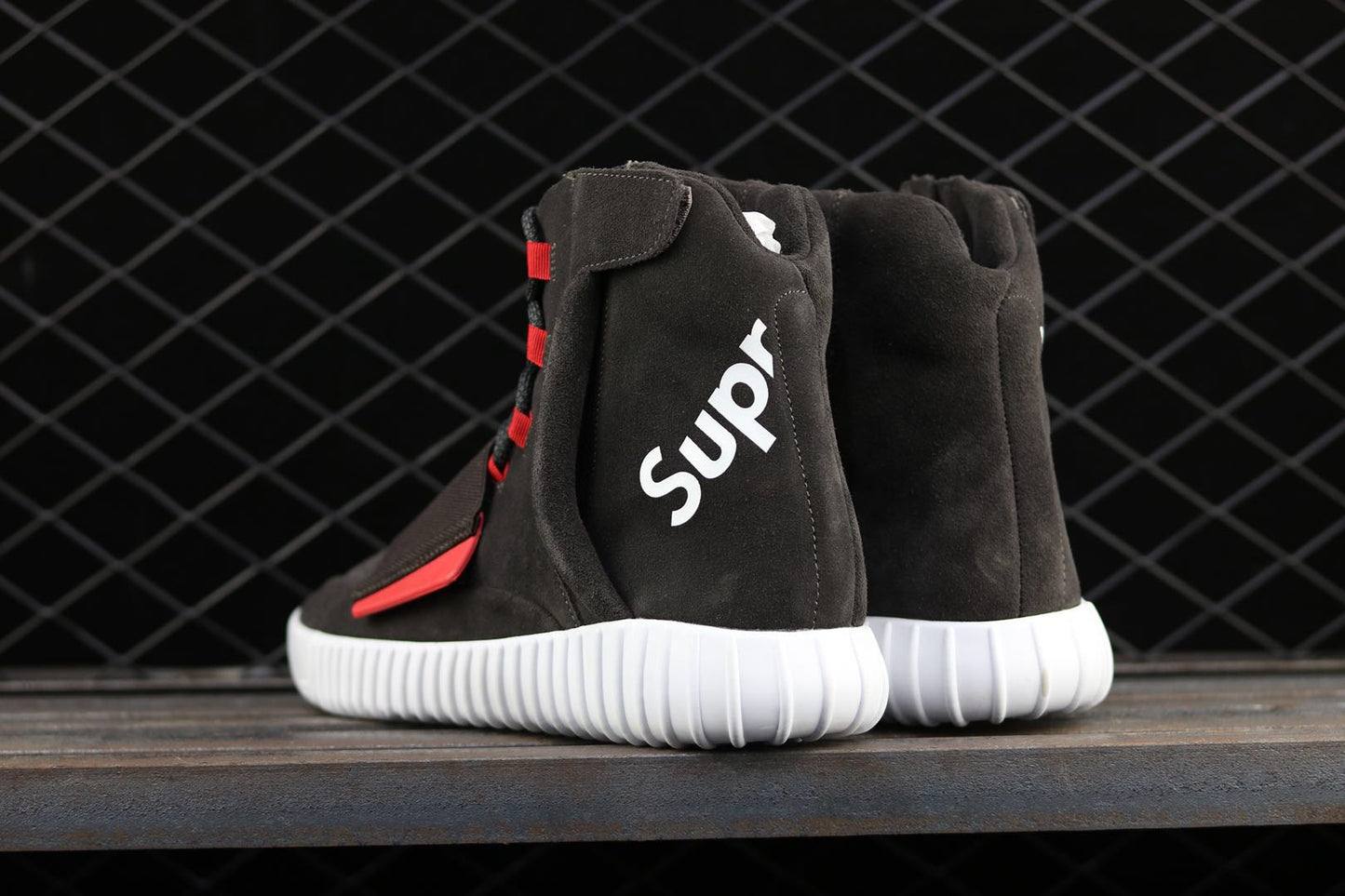 red and white supreme yeezys