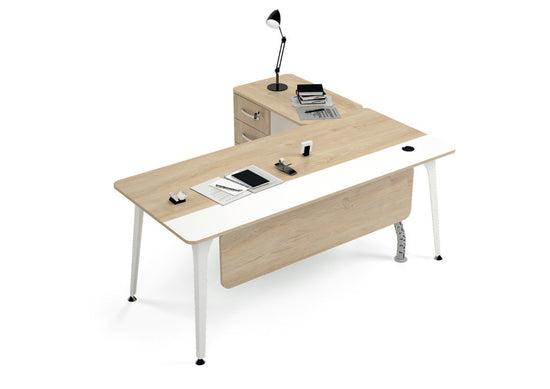 Boomerang Simple - L Shape Office Desk with Drawers