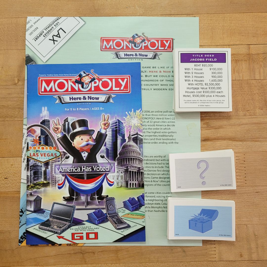 Monopoly Here Now Deed Cards Instructions Community Chest Chance Property Rules