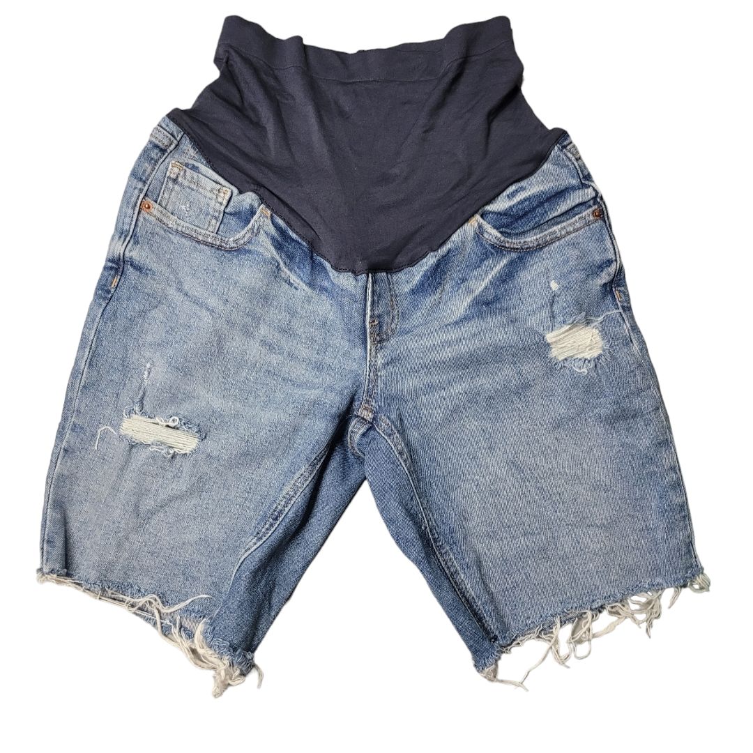 Old Navy Maternity Jean Shorts Distressed Denim Stratch Belly Top Womens 6
