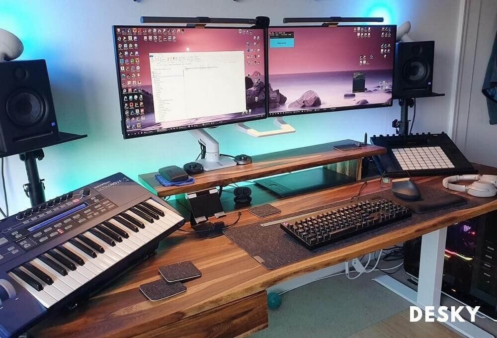 Sit stand desk perfect for a music room studio at home