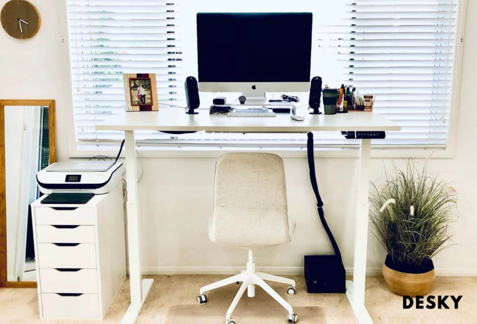 white minimalist office setup
