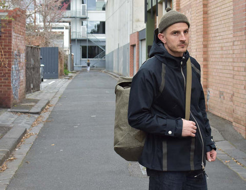 The Nigel Cabourn AW17 Nam Jacket in Black Navy with Brown/Army Pom Pom Wool Hat