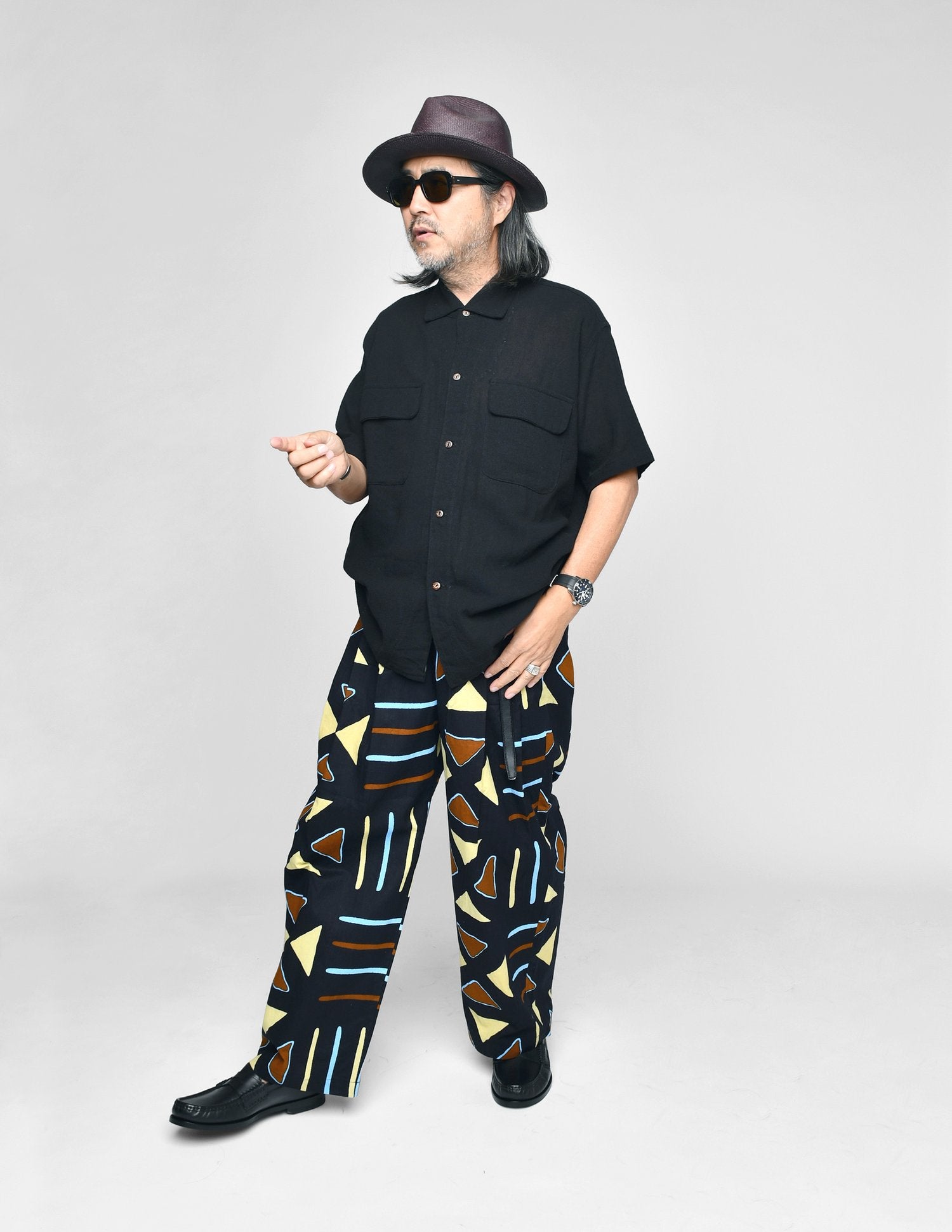 MONITALY TRIPLE TUCK WIDE PANTS - AFRICAN WAX BLOCK PRINT DAVE