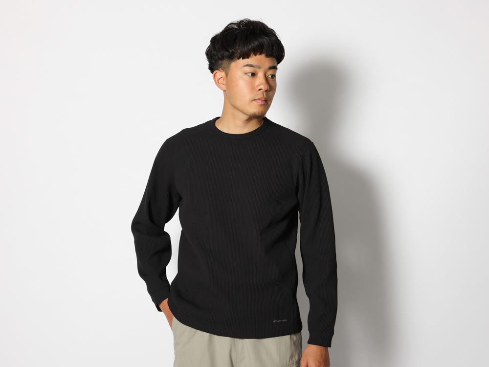 SNOW PEAK DRY WAFFLE  LONG-SLEEVE T-SHIRT - BLACK