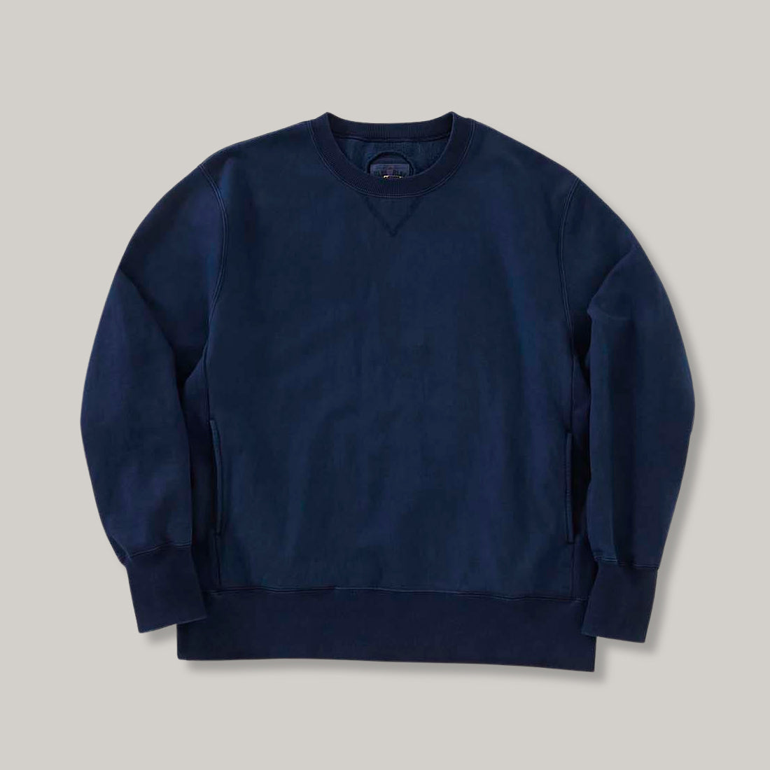 BLUE BLUE JAPAN KNITTED ORGANIC COTTON SWEAT HAND DYED CREW NECK PULLOVER - INDIGO