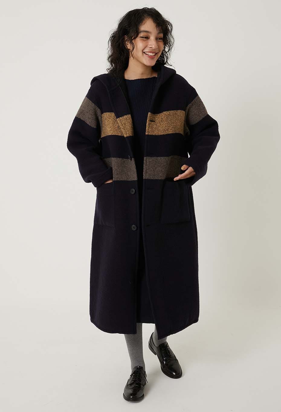 BLUE BLUE JAPAN WOOL LOOP BOA LONG COAT