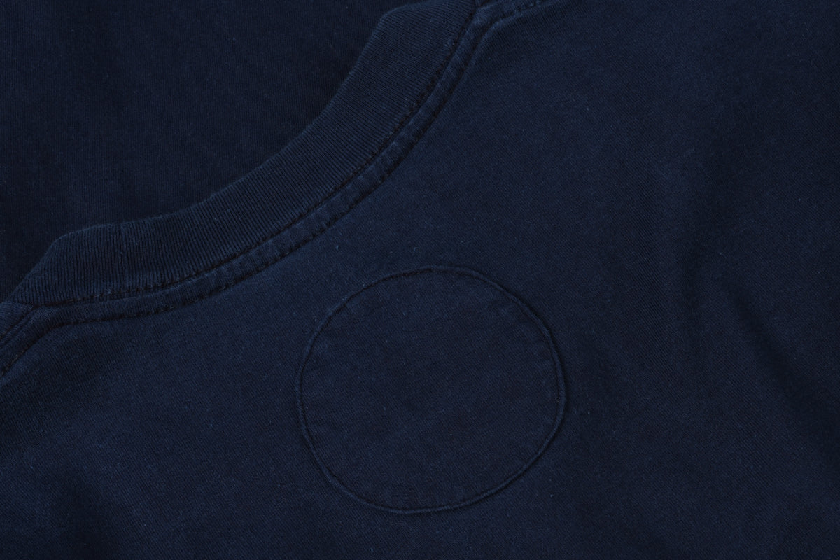 BLUE BLUE JAPAN KNITTED ORGANIC COTTON SWEAT HAND DYED CREW NECK PULLOVER - INDIGO