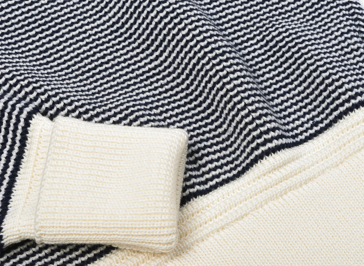 HEIMAT LADIES FINE STRIPE CREWNECK  - INK/ SEASHELL