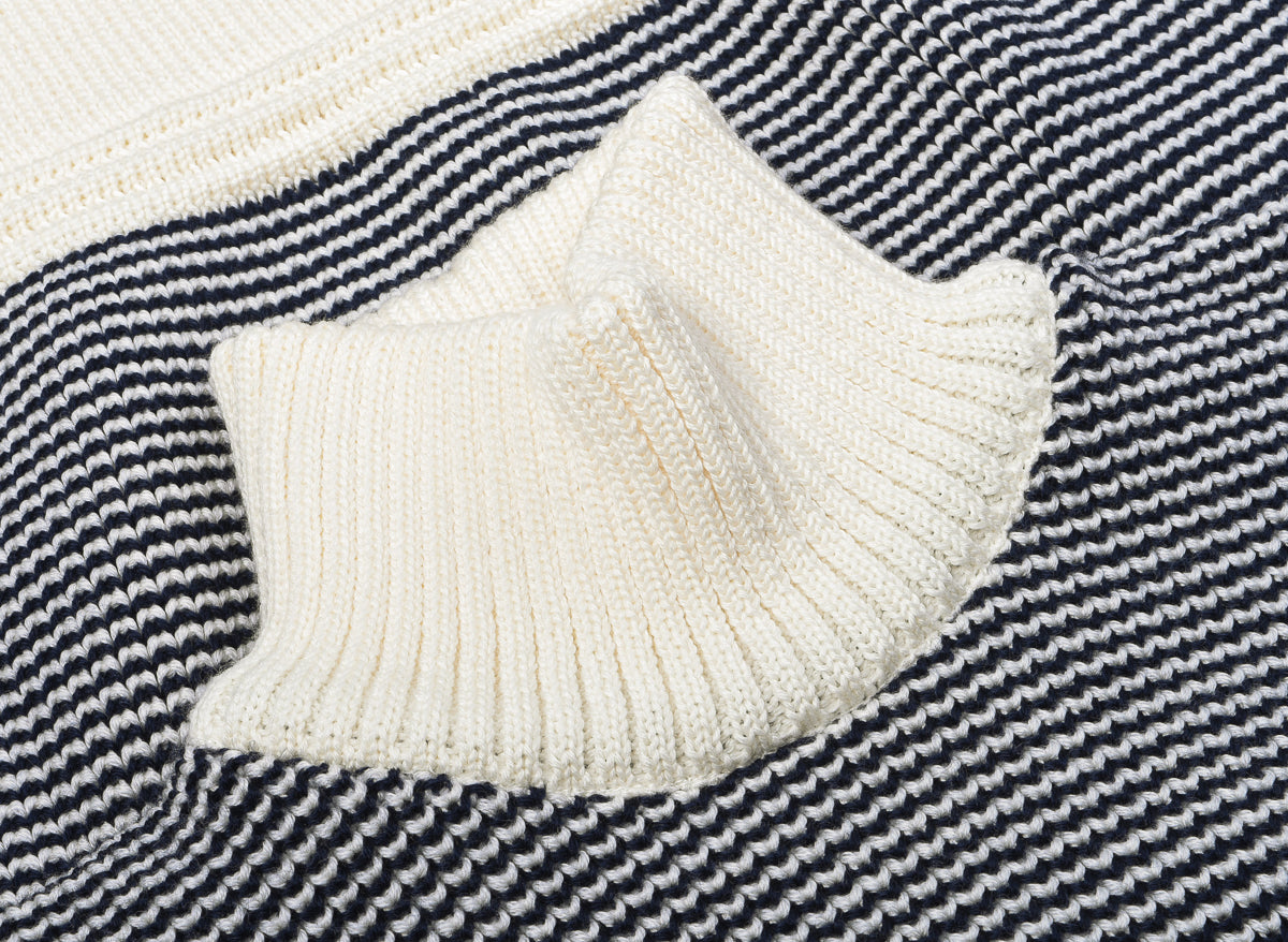 HEIMAT LADIES FINE STRIPE CREWNECK  - INK/ SEASHELL