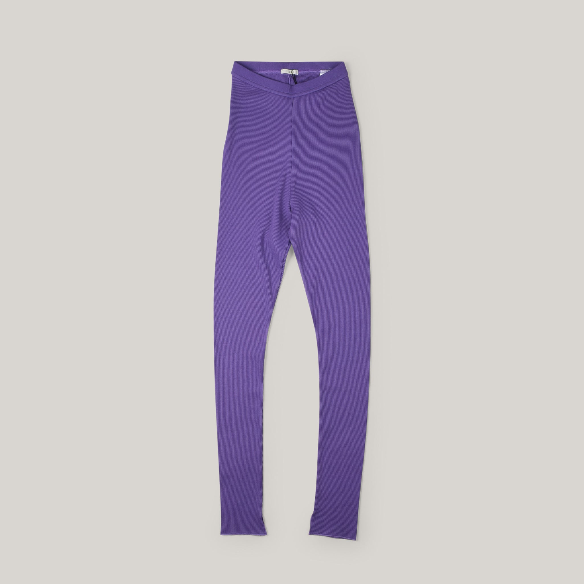 LENO COTTON RIB LEGGINGS - PURPLE