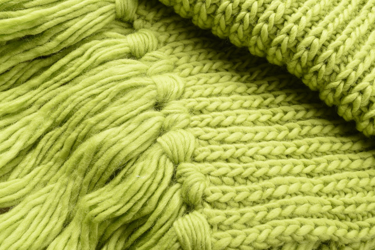 LENO CHUNKY KNIT SCARF - GREEN