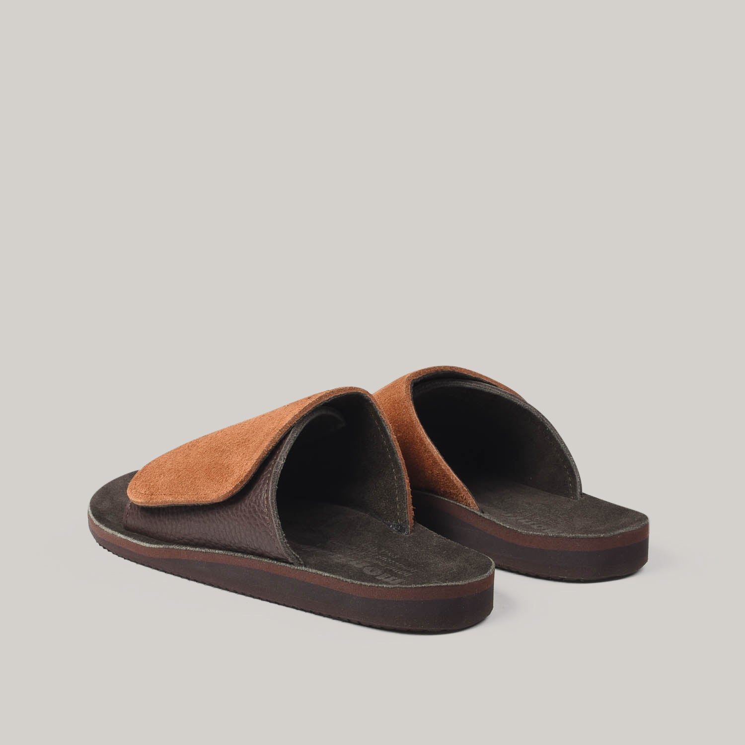 MONITALY LEATHER SLIDE SANDAL - TOBACCO X CHOCOLATE