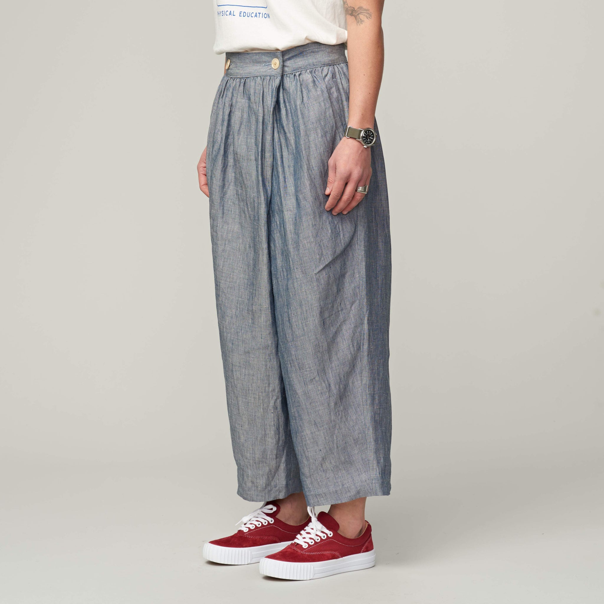 NIGEL CABOURN WOMAN - FARMER'S PANT LINEN CHAMBRAY – Pickings and Parry