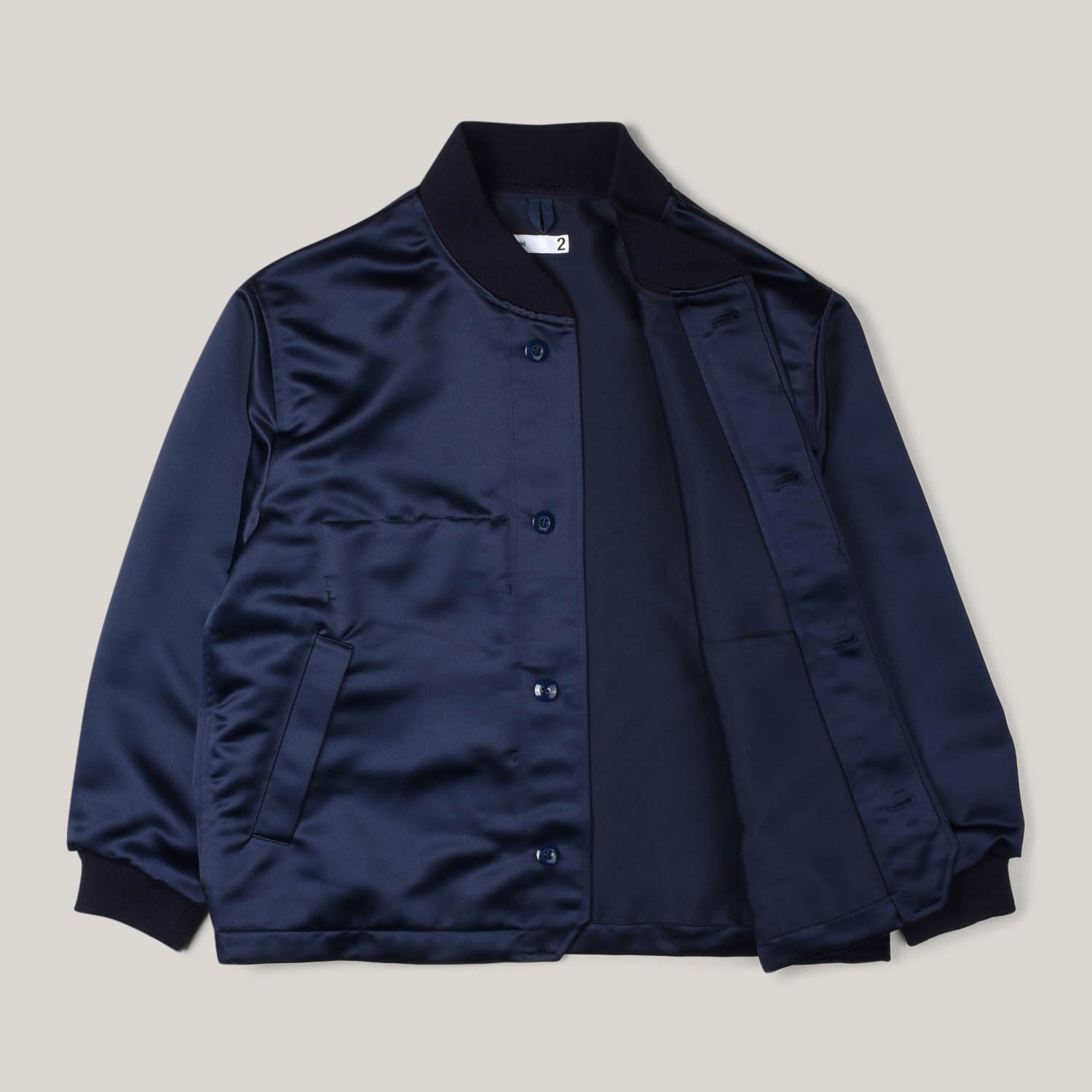 TS(S) SATIN CLOTH FLY FRONT RIB COLLAR JACKET - NAVY