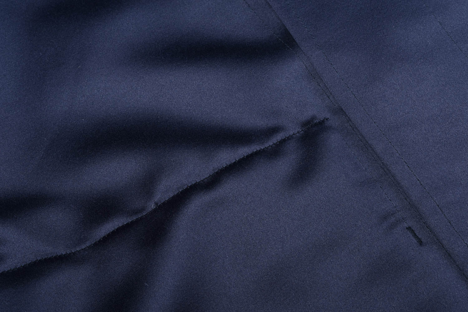 TS(S) SATIN CLOTH FLY FRONT RIB COLLAR JACKET - NAVY