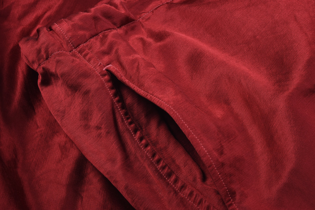 TS(S) GARMENT DYED SATIN CLOTH DRAWSTRING PANTS - RED