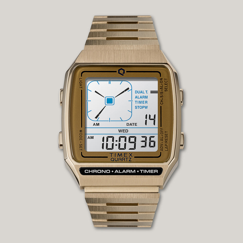 Q TIMEX DIGITAL LCA 32.5MM - GOLD TONE